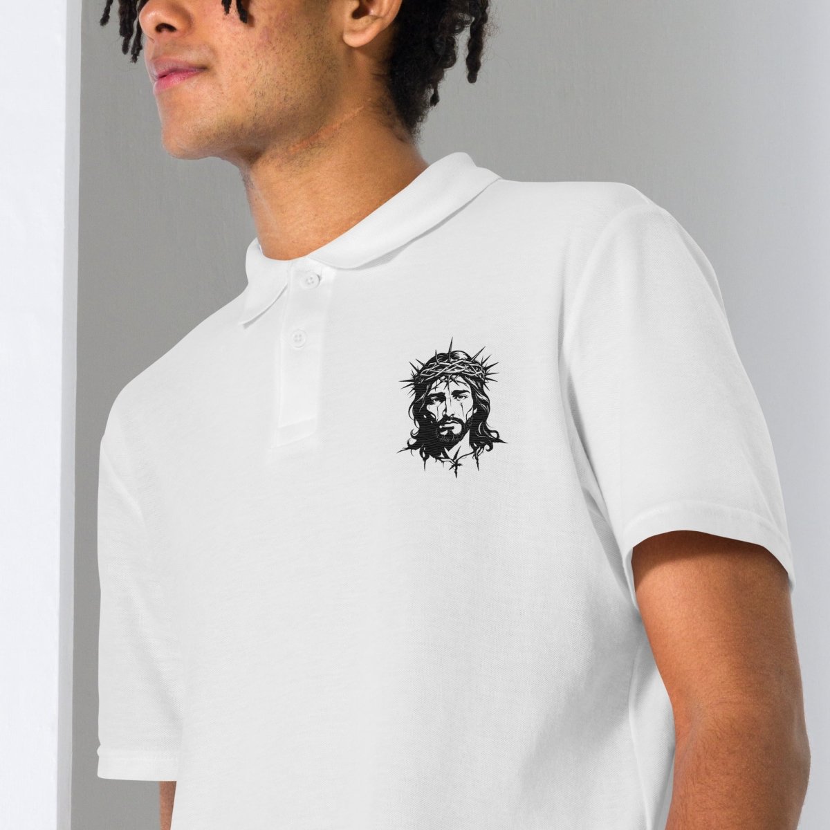 Jesus with Crown Thorns pique polo shirt