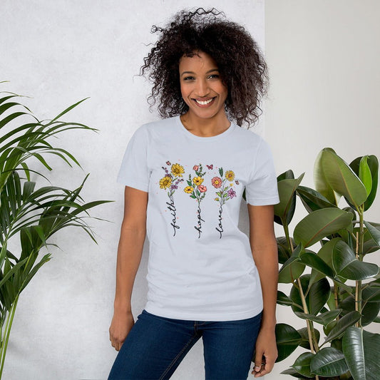 Faith Hope Love Christian Floral T-Shirt