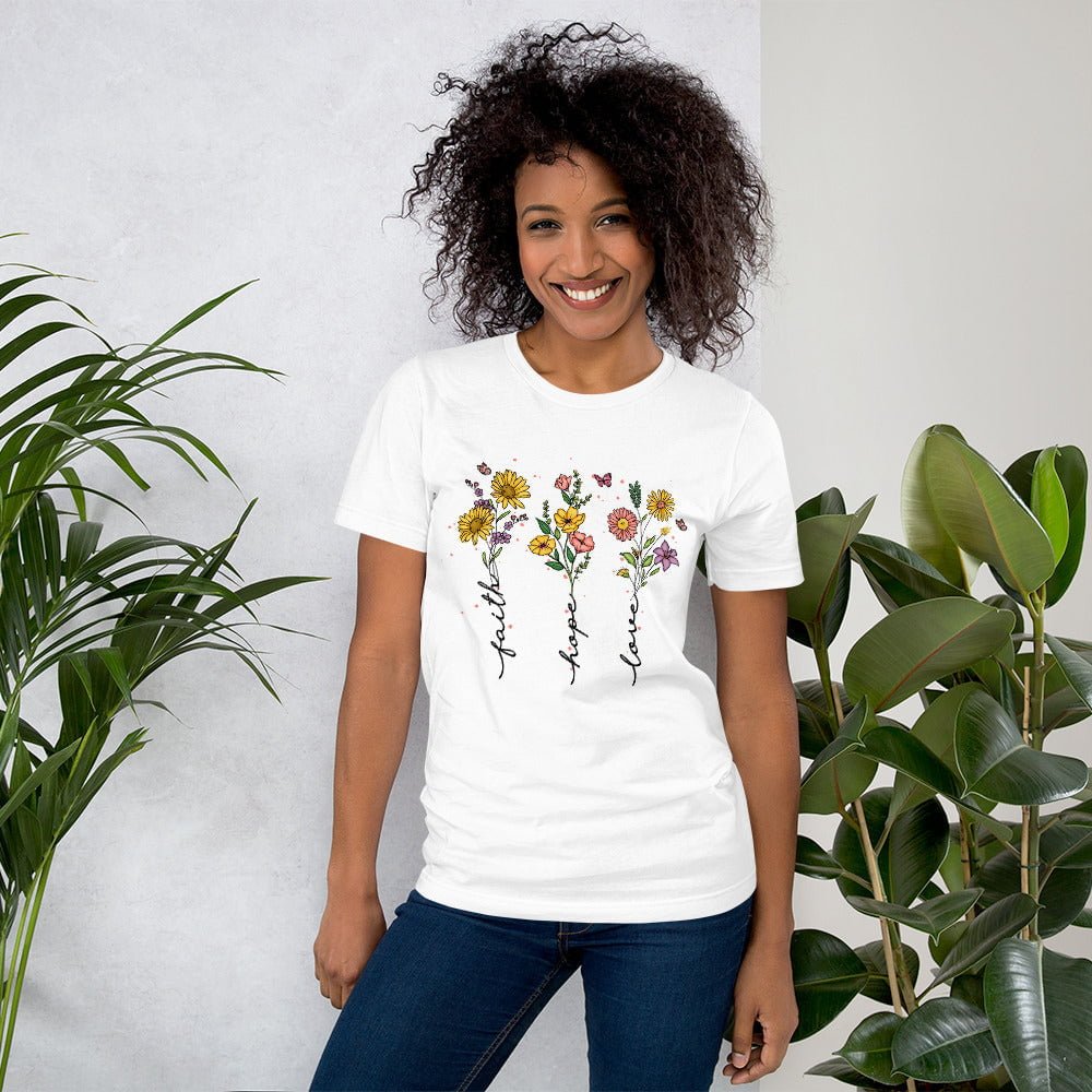 Faith Hope Love Christian Floral T-Shirt