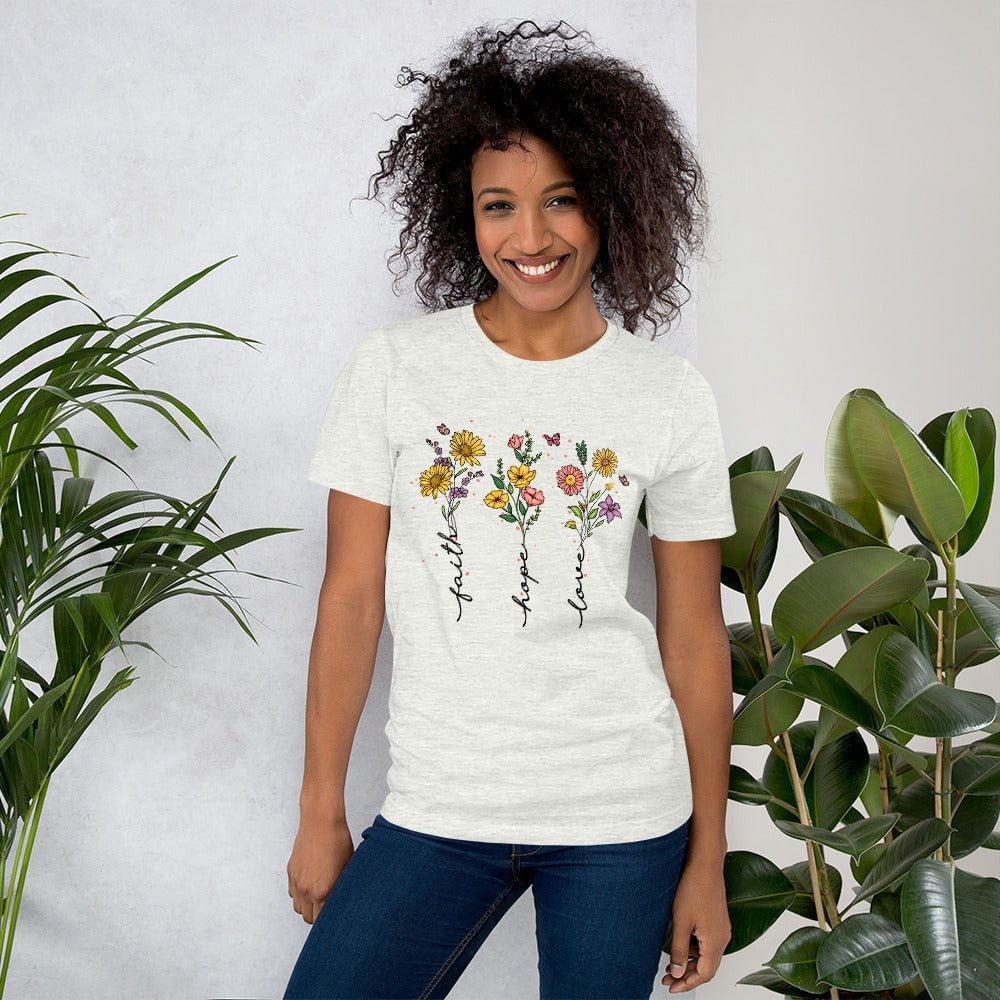 Faith Hope Love Christian Floral T-Shirt