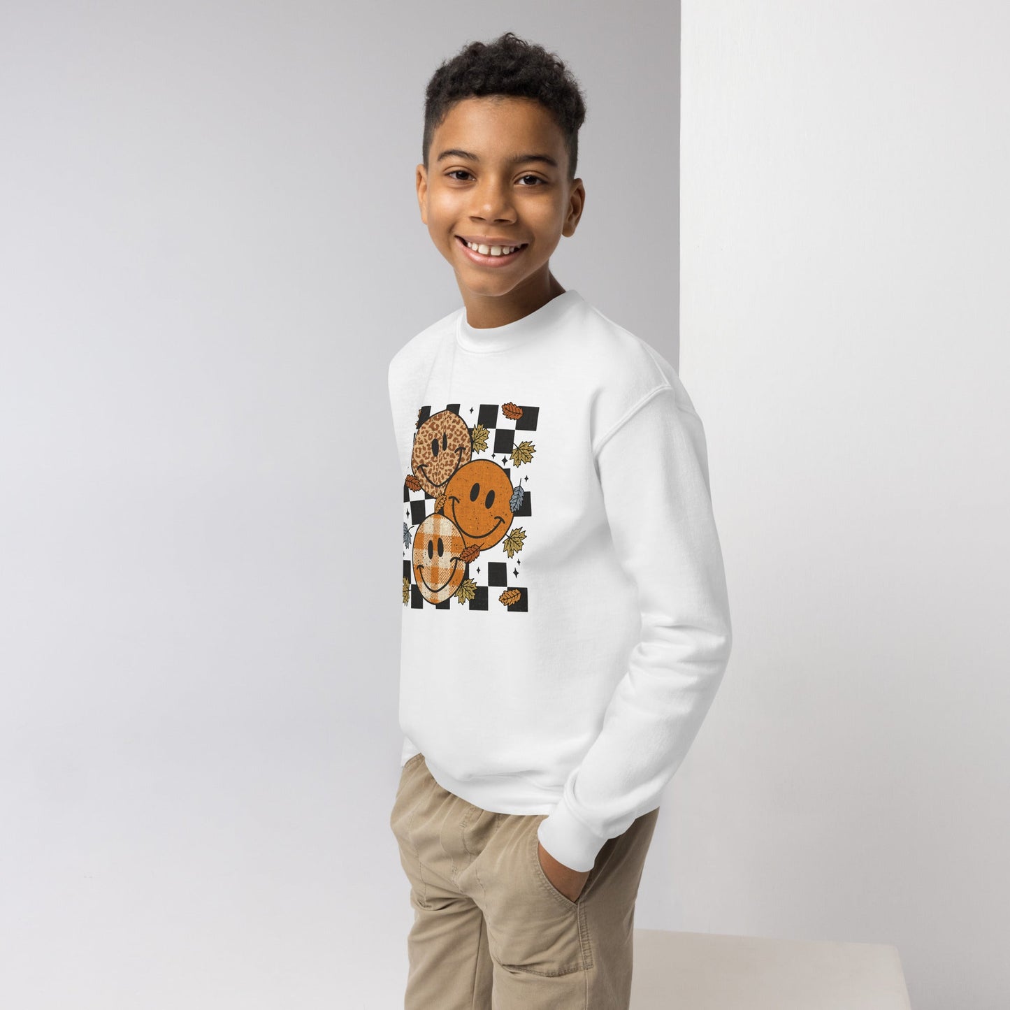 Fall Happy Face Youth Sweatshirt