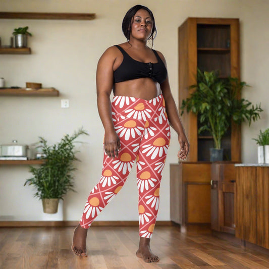 Floral Crossover Leggings with Pockets